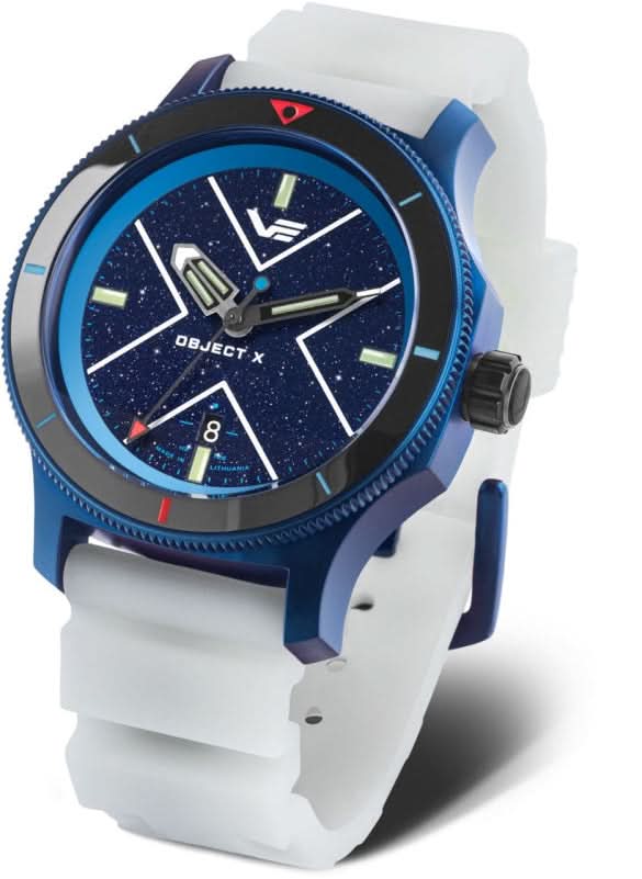 Orologio da uomo con quadrante blu, lunetta in ceramica e cinturino in silicone bianco