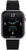 Smartwatch con quadrante nero, cornice argentata e cinturino in silicone nero