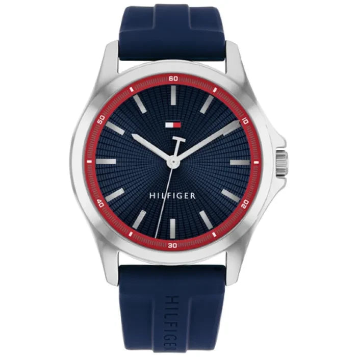 Tommy Hilfiger Bruce 1710738 Herren Armbanduhr Blau • Japanisches Quarzwerk • Silikonarmband