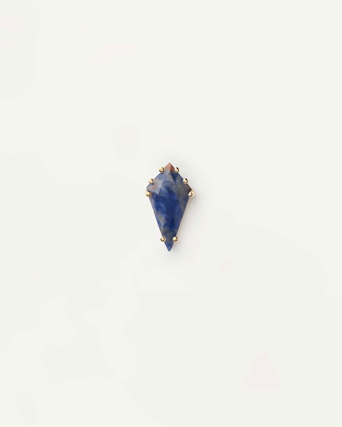 Orecchino singolo con gemma blu a goccia e placcatura in oro 18 carati