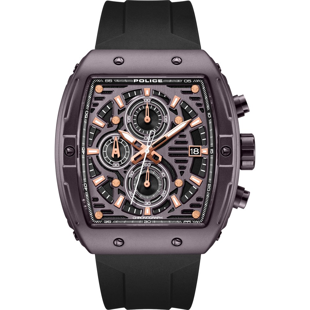 Police Connector Rebel PEWGO0000703 Herren Armbanduhr Schwarz • Chronograph • Mineralglas