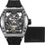 Police Tampa PEWGR0082102-SET Herrenuhr Dunkelgrau • Automatikwerk • Skelett-Zifferblatt