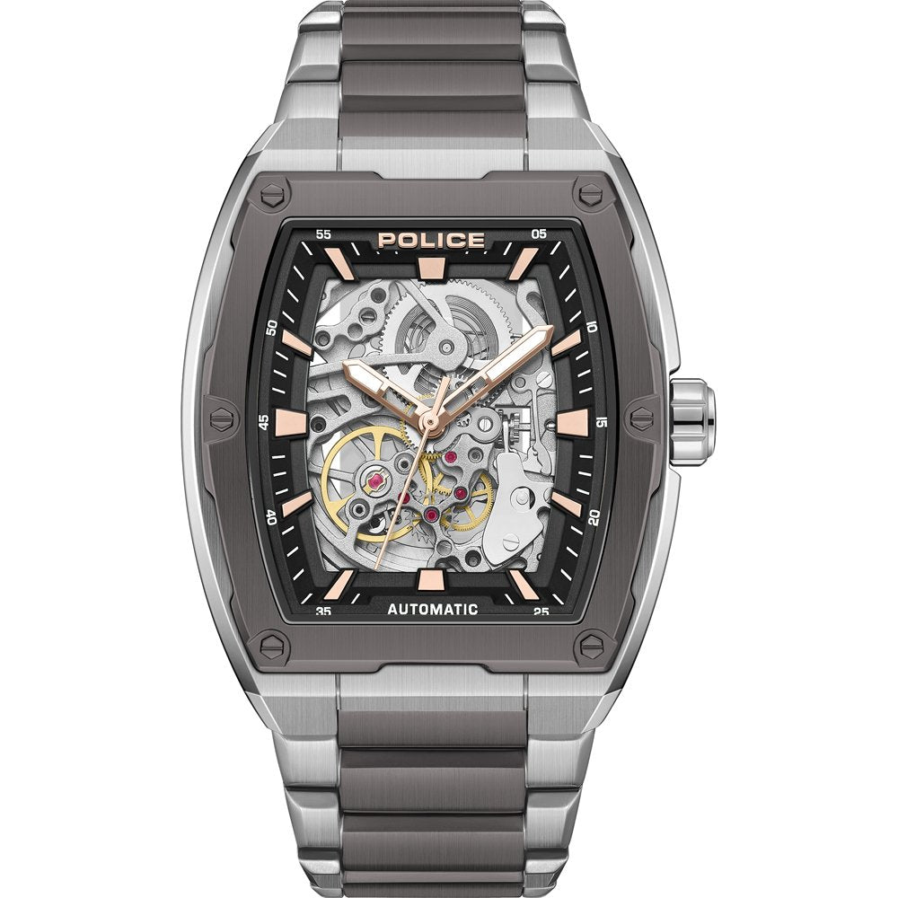 Police Skeletor PEWJL0072205 Herren Armbanduhr Schwarz • Automatikwerk • Tonneau-Gehäuse