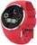 Smartwatch con cinturino in silicone rosso e quadrante nero con bordo argentato