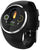 Smartwatch nera con display rotondo e cinturino in silicone, pulsanti sul lato destro