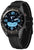Smartwatch nera con cassa rotonda e cinturino nero, quadrante con display