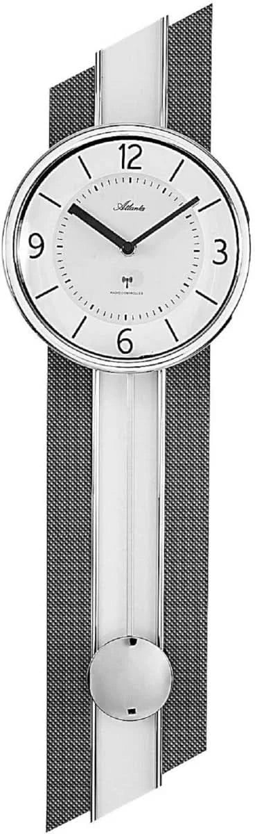 Orologio da parete Atlanta 69x20 cm metallo • Meccanismo a onde radio • Con pendolo
