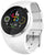 Smartwatch bianca con display rotondo e cinturino in silicone bianco