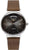 Automatik-Herrenuhr mit braunem Lederband, silbernem Gehäuse und dunklem Zifferblatt