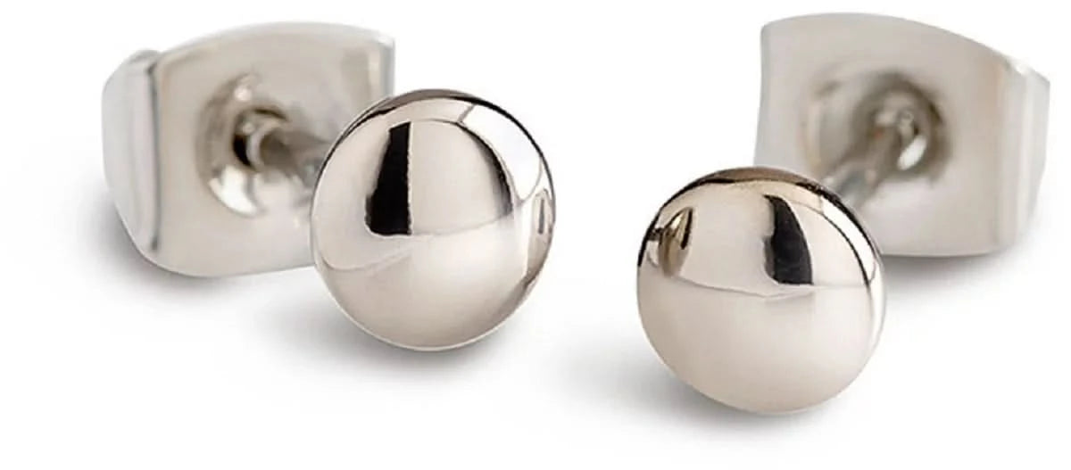 Orecchini a lobo sferici lucidissimi, Boccia Jewelry 05013-01, argentati, con chiusura a farfalla