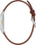 Herrenuhr mit braunem Lederarmband und silbernem Gehäuse, seitliche Ansicht mit Krone