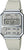 Orologio digitale Casio con display rettangolare, cassa argentata e cinturino in silicone grigio chiaro