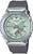 Orologio da donna con quadrante verde, cassa in metallo argentato e cinturino nero