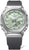 Orologio da donna con quadrante verde, cassa in metallo argentato e cinturino in caucciù nero