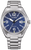 Orologio da uomo con quadrante blu, bracciale in acciaio inossidabile, lancette analogiche