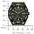 Herren-Armbanduhr mit schwarzer Lünette, grünem Zifferblatt und Indexmarken