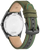 Herren-Armbanduhr Rückseite mit silbernem Gehäuse und grünem Textilarmband