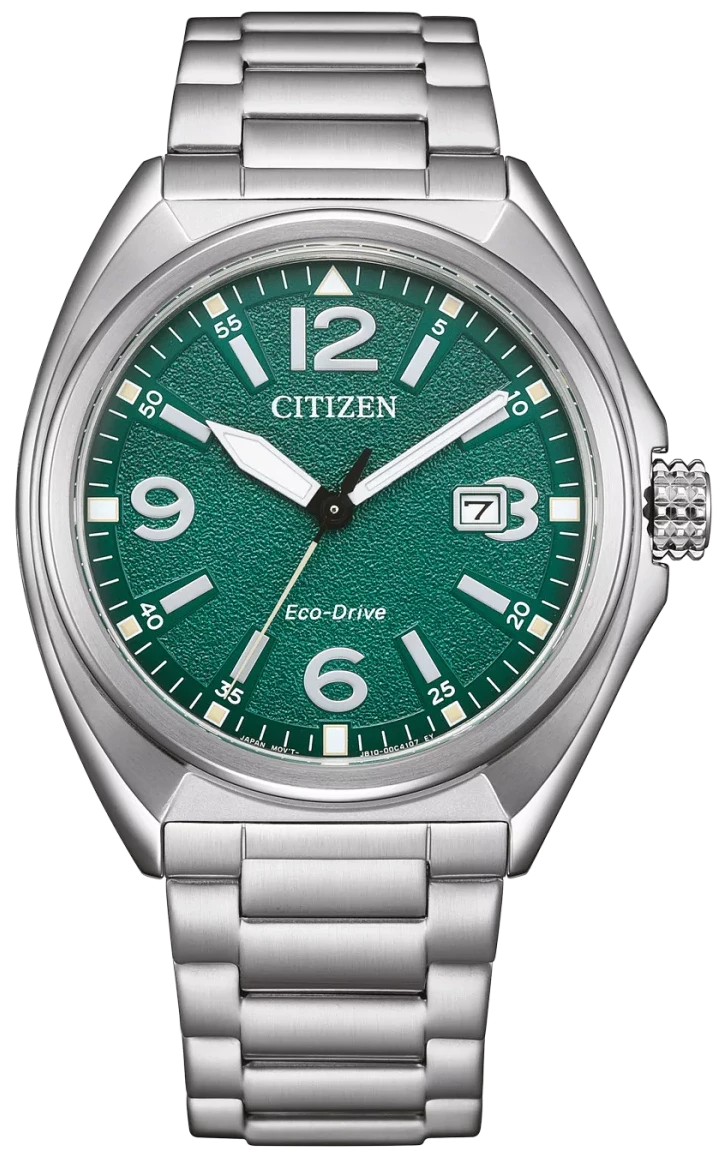 Orologio da uomo Citizen con quadrante verde e Eco-Drive, cinturino in acciaio inossidabile