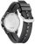 Rückseite Citizen Eco-Drive Chronographen-Herrenuhr mit schwarzem Kautschukband und Prägung