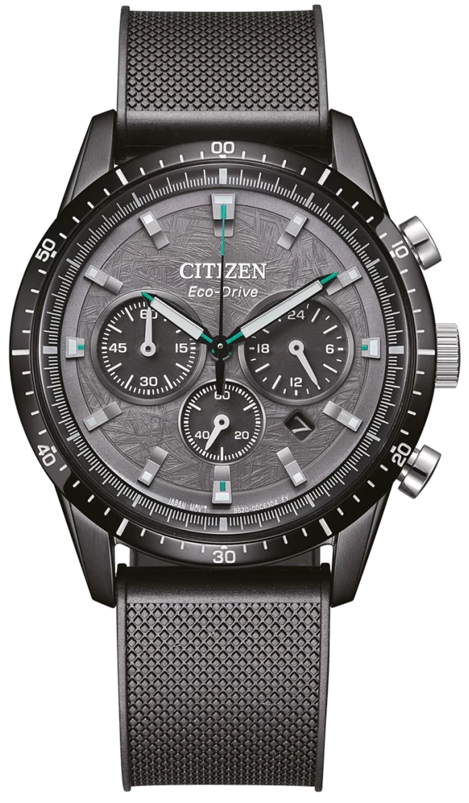 Citizen Eco-Drive Chronographen-Herrenuhr mit schwarzem Gehäuse und Mesh-Armband