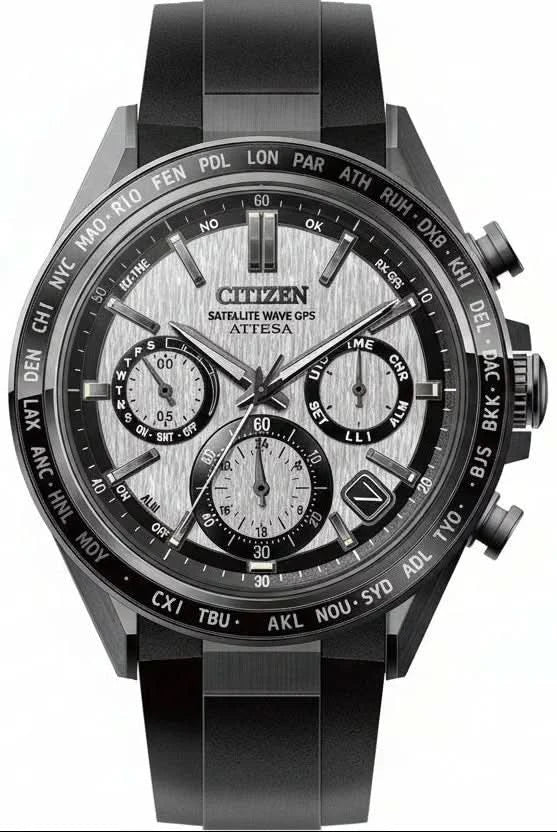 Orologio da uomo con quadrante rotondo nero, sottoquadranti cronografici e cinturino nero