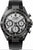 Orologio da uomo con quadrante rotondo nero, sottoquadranti cronografici e cinturino nero