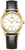 Orologio da donna con cinturino in pelle nera, cassa color oro e quadrante bianco