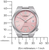 Orologio da uomo con quadrante rosa e cinturino in metallo argentato, lunetta rotonda