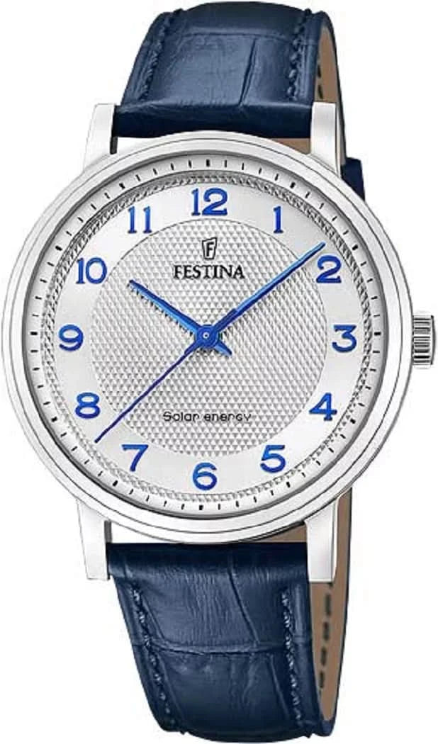 Orologio da uomo Festina Solar Energy F20660/1 • Ricarica solare • Cinturino in pelle blu
