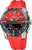 Orologio uomo connesso con cinturino in silicone rosso e quadrante nero, cassa in titanio