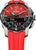 Orologio uomo connesso con cinturino in silicone rosso, quadrante nero e cassa in titanio