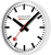Aluminium-Wanduhr mit weißem Zifferblatt, schwarzen Zeigern und roter Sekundenmarkierung