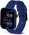 Smartwatch con cinturino in silicone blu, display nero e pulsante laterale