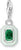 Ciondolo in argento sterling 925 con pietra quadrata verde in montatura sfaccettata