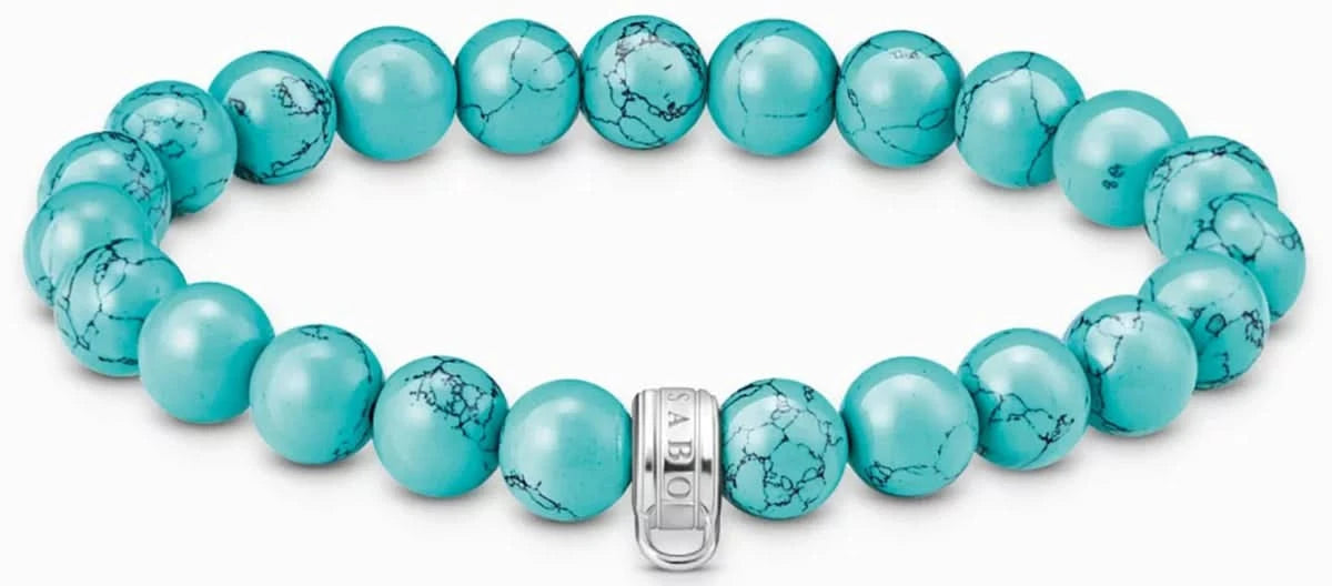 Thomas Sabo Bracciale con Perle Modello: X0293-404-17-L19 con pietre turchesi e anello per charms