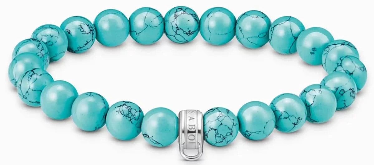 Bracciale Thomas Sabo X0293-404-17-L17 con pietre turchesi e anello per charm