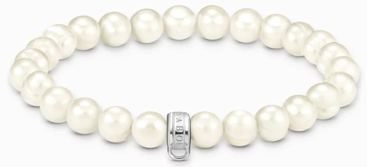 Thomas Sabo Bracciale con Perle Modello: X0293-082-14-L17 con perle d'acqua dolce bianche e occhiello ad anello per charm