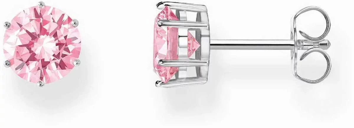 "Orecchini Thomas Sabo con grande zircone rosa taglio brillante"