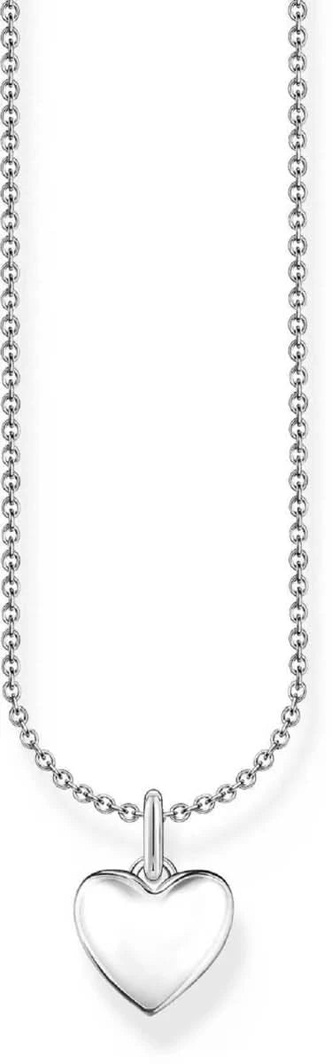 Collana con maglie color argento e ciondolo a forma di cuore