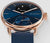 Smartwatch ibrida: quadrante blu, cassa in oro rosa, cinturino blu scuro