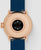 Retro smartwatch ibrida con sensore, cassa in oro rosa, cinturino in silicone blu scuro