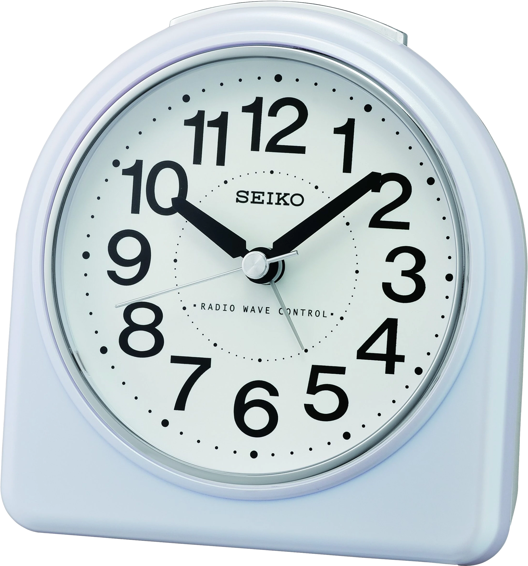 Sveglia analogica Seiko con cassa blu e quadrante nero, lancette e lancetta dei secondi