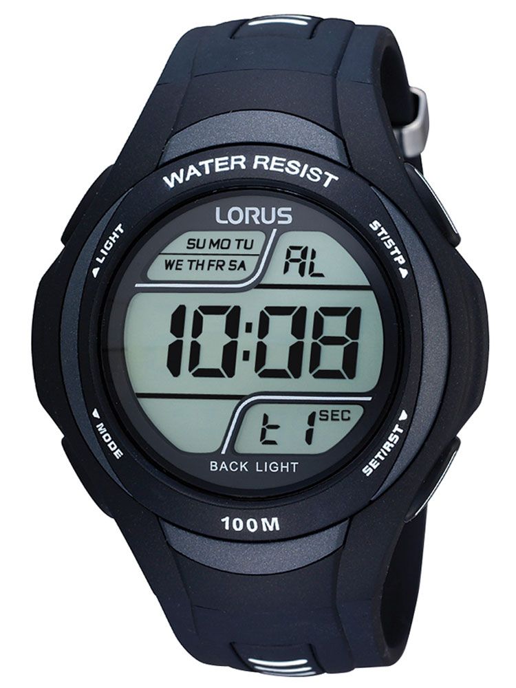 Lorus R2305EX9 Herren Digitaluhr Schwarz • 10 ATM • Stoppuhr & Timer