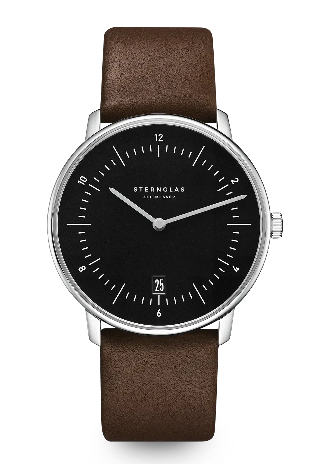 Sternglas Naos Quarz 38mm Armbanduhr Schwarz • Bauhaus-Design • Deutsches Quarzwerk