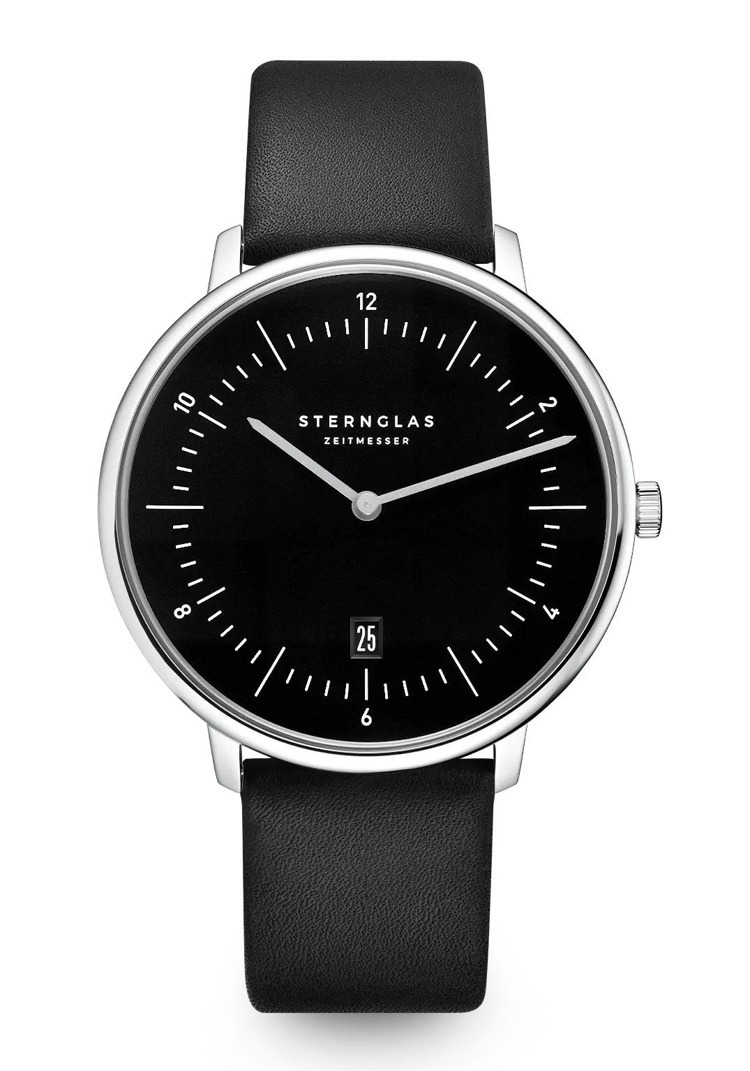 Sternglas Naos XL S01-NX-02 Herren Armbanduhr Pianoschwarz • Minimalistisches Quarzwerk • Deutsches Bauhaus-Design
