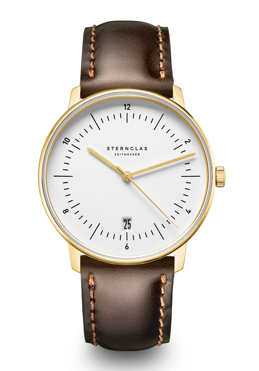 Sternglas Naos Edition Heritage Bridle Herrenuhr Braun • Leder-Armband im Vintage-Stil • Schlichtes Bauhaus-Design
