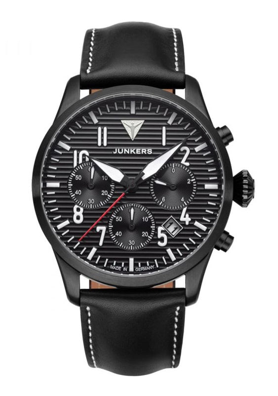 Junkers Flieger 9.56.01.02 Herren Armbanduhr Schwarz • Quarz-Chronograph • Piloten-Design