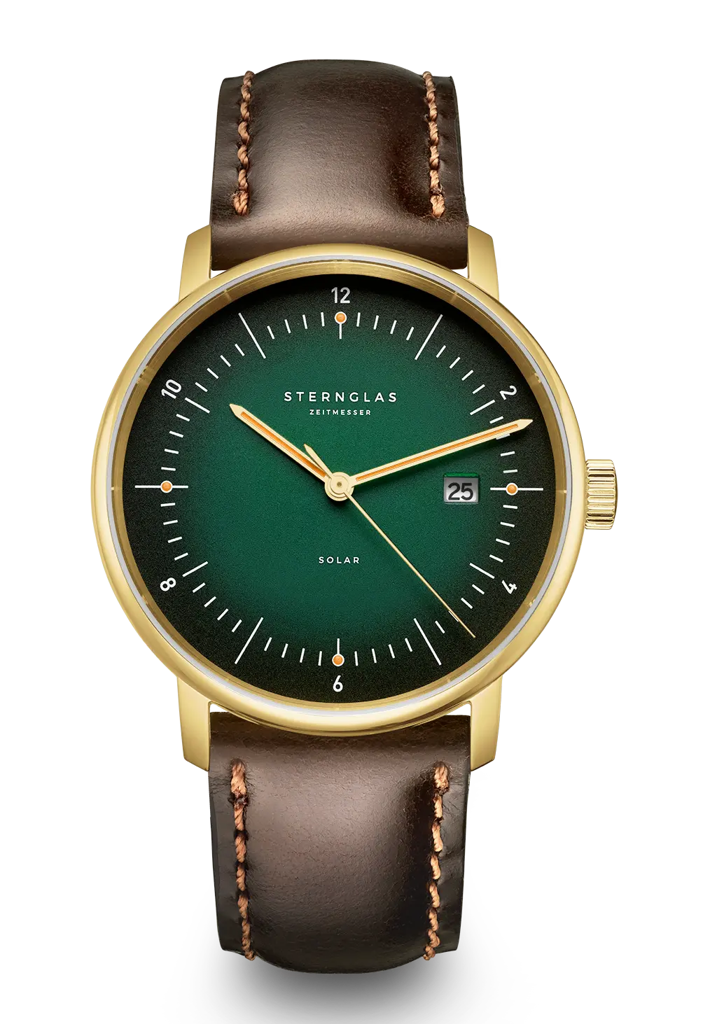 Sternglas Naos Solar Dunkelgrün Bridle Armbanduhr • Solar-Antrieb • Zeitloses Bauhaus-Design