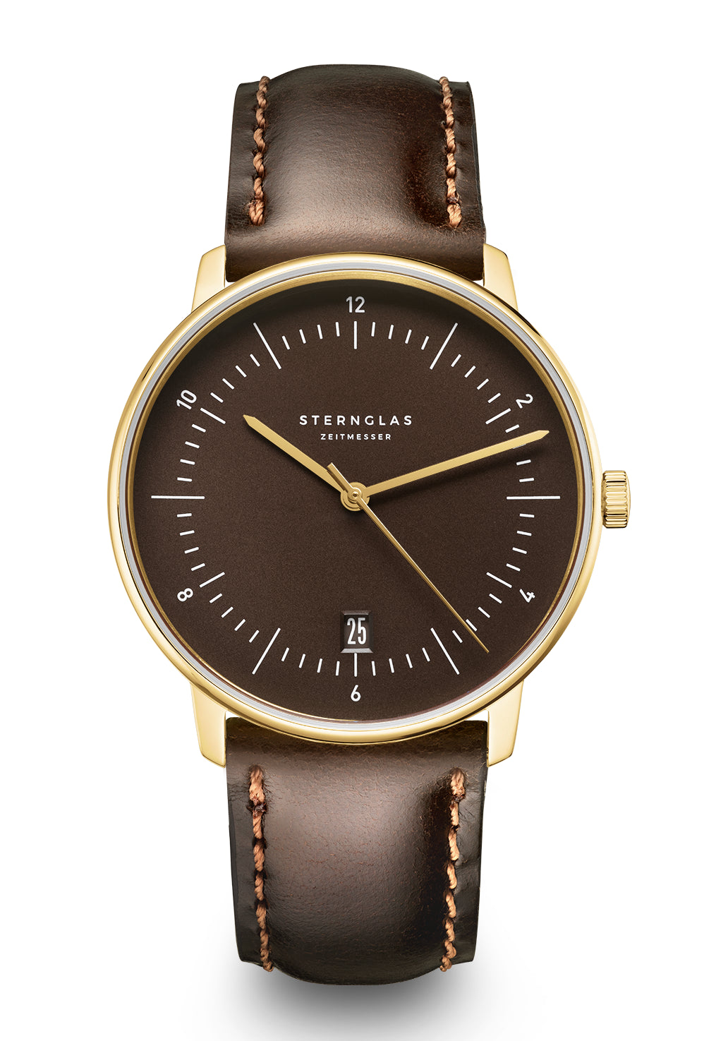 Sternglas Naos Edition Heritage Espresso Bridle Herren Armbanduhr • Bauhaus-Design • Lederarmband
