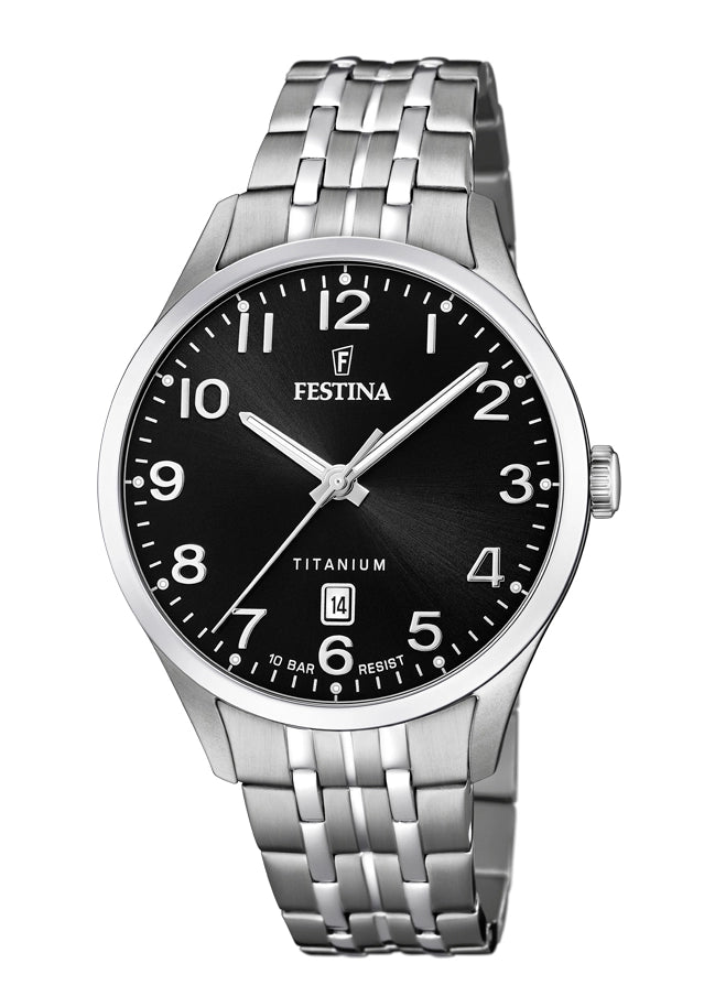 Festina Titanium F20699/3 Herrenuhr Schwarz • Mineralglas • Titan-Gehäuse